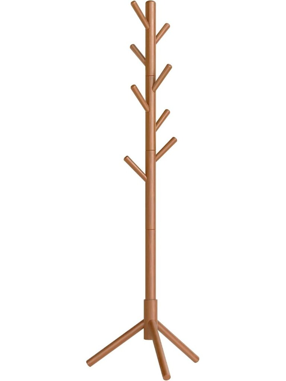 New Solid Wood Coat Rack, Free Standing, Tree-Shaped, with 8 Hooks